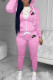 Pink Fashion Casual Letter Embroidered Hooded Collar Long Sleeve Two Pieces