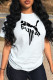 White Street Sportswear Print Patchwork O Neck T-Shirts
