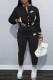 Black Fashion Casual Embroidery Patchwork O Neck Long Sleeve Two Pieces
