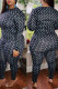 Black Casual Print Patchwork O Neck Long Sleeve Two Pieces