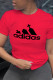 Red Street Sportswear Print Patchwork O Neck T-Shirts