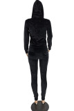 Pink Casual Solid Patchwork Zipper Hooded Collar Long Sleeve Two Pieces