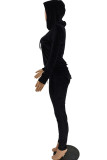 Pink Casual Solid Patchwork Zipper Hooded Collar Long Sleeve Two Pieces