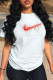 White Street Sportswear Print Patchwork O Neck T-Shirts