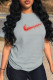 Grey Street Sportswear Print Patchwork O Neck T-Shirts