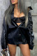 Black Fashion Casual Solid Cardigan Turndown Collar Outerwear