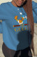 Blue Casual Street Print Patchwork O Neck Tops