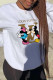 White Casual Sportswear Print Patchwork O Neck Tops