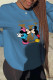 Blue Casual Sportswear Print Patchwork O Neck Tops