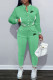 Green Fashion Casual Embroidery Patchwork O Neck Long Sleeve Two Pieces
