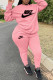 Pink Fashion Casual Print Patchwork O Neck Long Sleeve Two Pieces