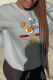 Grey Casual Street Print Patchwork O Neck Tops