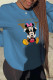 Blue Street Daily Print Patchwork O Neck Tops