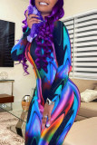 Colour Sexy Print Patchwork O Neck Skinny Jumpsuits
