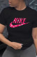 Black Casual Sportswear Print Patchwork Letter O Neck T-Shirts