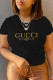 Black Casual Sportswear Print Patchwork O Neck T-Shirts