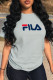 Grey Street Sportswear Print Patchwork Letter O Neck T-Shirts