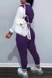 Red Fashion Casual Letter Print Patchwork Long Sleeve Two Pieces