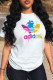 White Street Sportswear Print Patchwork Letter O Neck T-Shirts