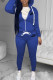Blue Fashion Casual Letter Embroidered Hooded Collar Long Sleeve Two Pieces