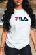 White Street Sportswear Print Patchwork Letter O Neck T-Shirts
