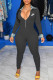 Black Fashion Casual Print Patchwork Turndown Collar Jumpsuits
