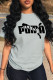 Grey Casual Sportswear Print Patchwork O Neck T-Shirts