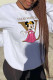 White Street Sportswear Print Patchwork O Neck Tops
