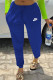 Blue Fashion Casual Print Patchwork Letter Pencil Bottoms