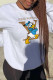 White Fashion Street Print Patchwork Letter O Neck Tops