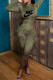 Army Green Fashion Sportswear Print Patchwork O Neck Jumpsuits