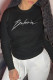 Black Sexy Street Print Patchwork O Neck Tops