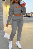 Light Gray Casual Street Solid Patchwork Hooded Collar Long Sleeve Three Pieces