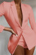 Pink Fashion Casual Solid Basic Turndown Collar Long Sleeve Two Pieces
