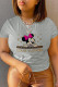Grey Casual Print Patchwork O Neck T-Shirts