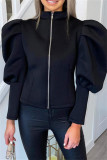 Pink Fashion Casual Solid Patchwork Zipper Collar Outerwear