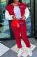 Red Fashion Casual Print Patchwork O Neck Long Sleeve Two Pieces