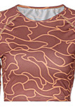 Brown Sexy Print Patchwork O Neck Long Sleeve Two Pieces