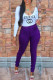 Purple Fashion Casual Print Patchwork V Neck Long Sleeve Two Pieces