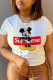White Casual Street Print Patchwork O Neck T-Shirts