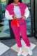Rose Red Fashion Casual Print Patchwork O Neck Long Sleeve Two Pieces