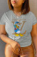 Grey Street Sportswear Print Patchwork O Neck T-Shirts