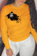 Yellow Casual Street Print Patchwork O Neck Tops