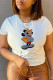 White Casual Print Patchwork O Neck T-Shirts