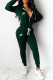 Ink Green Fashion Sportswear Print Patchwork Hooded Collar Long Sleeve Two Pieces