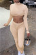 Apricot Fashion Casual Solid Basic Turtleneck Long Sleeve Two Pieces