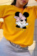 Yellow Casual Street Print Patchwork O Neck Tops