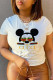 White Casual Print Patchwork O Neck T-Shirts