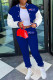 Blue Fashion Casual Print Patchwork O Neck Long Sleeve Two Pieces