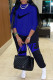 Blue Fashion Casual Print Patchwork O Neck Long Sleeve Two Pieces